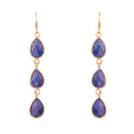 Load image into Gallery viewer, Kira - Lapis Semi Precious Crystal Long Drop Earrings - 18k gold vermeil - New for 2024
