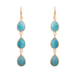 Load image into Gallery viewer, Kira - Cerulean Semi Precious Crystal Long Drop Earrings - 18k gold vermeil - New for 2024
