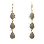 Load image into Gallery viewer, Kira - Chrysoprase Semi Precious Crystal Long Drop Earrings - 18k gold vermeil - New for 2024
