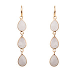 Load image into Gallery viewer, Kira - Moonstone Semi Precious Crystal Long Drop Earrings - 18k gold vermeil - New for 2024
