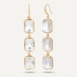 Melissa - Swarovski Crystal Clear Drop Gold Earrings - New for 2024