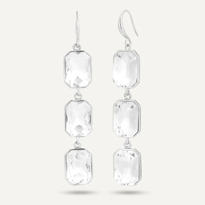 Melissa - Swarovski Crystal Clear Drop White Gold Earrings - New for 2024