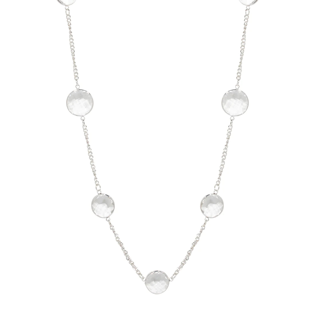 Mohadessa - Swarovski Crystal Long Necklace - 18k white gold vermeil - New for 2024