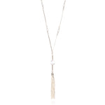 Load image into Gallery viewer, Farah - Long Statement 18k White Gold Vermeil Tassel Necklace - New for 2024
