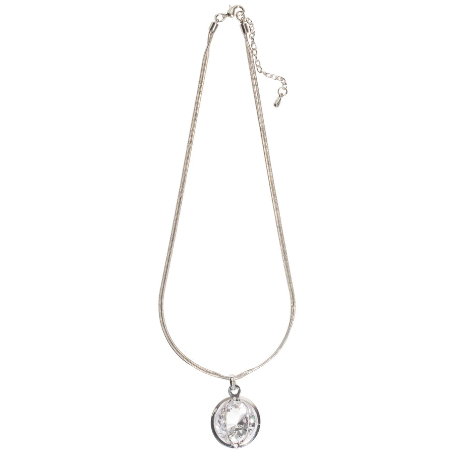 Mansura - Long Statement 18k White Gold Vermeil Crystal Pendant Necklace - New for 2024