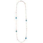 Load image into Gallery viewer, Keisha - Cerulean Semi Precious Crystal &amp; Freshwater Pearl Long Necklace - 18k Gold Vermeil - New for 2024
