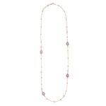 Load image into Gallery viewer, Keisha - Rose Quartz Semi Precious Crystal &amp; Freshwater Pearl Long Necklace - 18k Gold Vermeil - New for 2024
