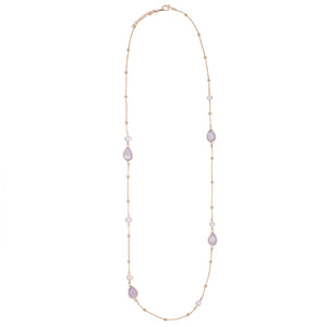 Keisha - Moonstone Semi Precious Crystal & Freshwater Pearl Long Necklace - 18k Gold Vermeil - New for 2024