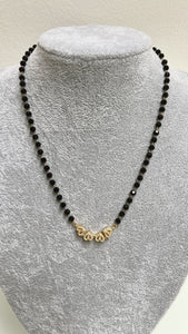 Roshni - Stunning Mangalsutra Fusion Black Crystal & Swarovski Clover Necklace - 18k gold vermeil