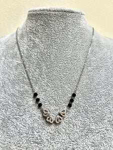 Viyah - Stunning Mangalsutra Fusion Black Crystal & Swarovski Clover Necklace - 18k white gold vermeil