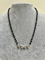 Load image into Gallery viewer, Roshni - Stunning Mangalsutra Fusion Black Crystal &amp; Swarovski Clover Necklace - 18k white gold vermeil

