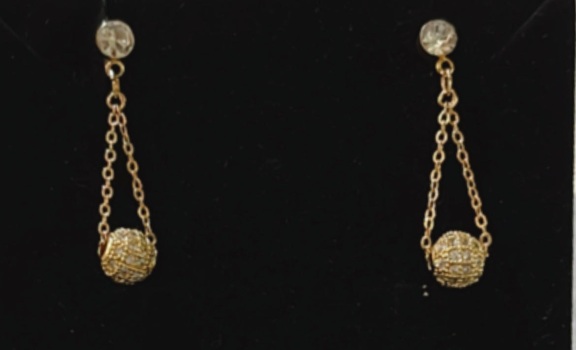 Ricky - Stunning 18k Gold Plated Crystal Ball Earring (Matches Mangalsutra)