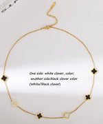 Load image into Gallery viewer, Amisha - REVERSIBLE 18k GP Black Onyx &amp; White Mother Of Pearl Clover Necklace
