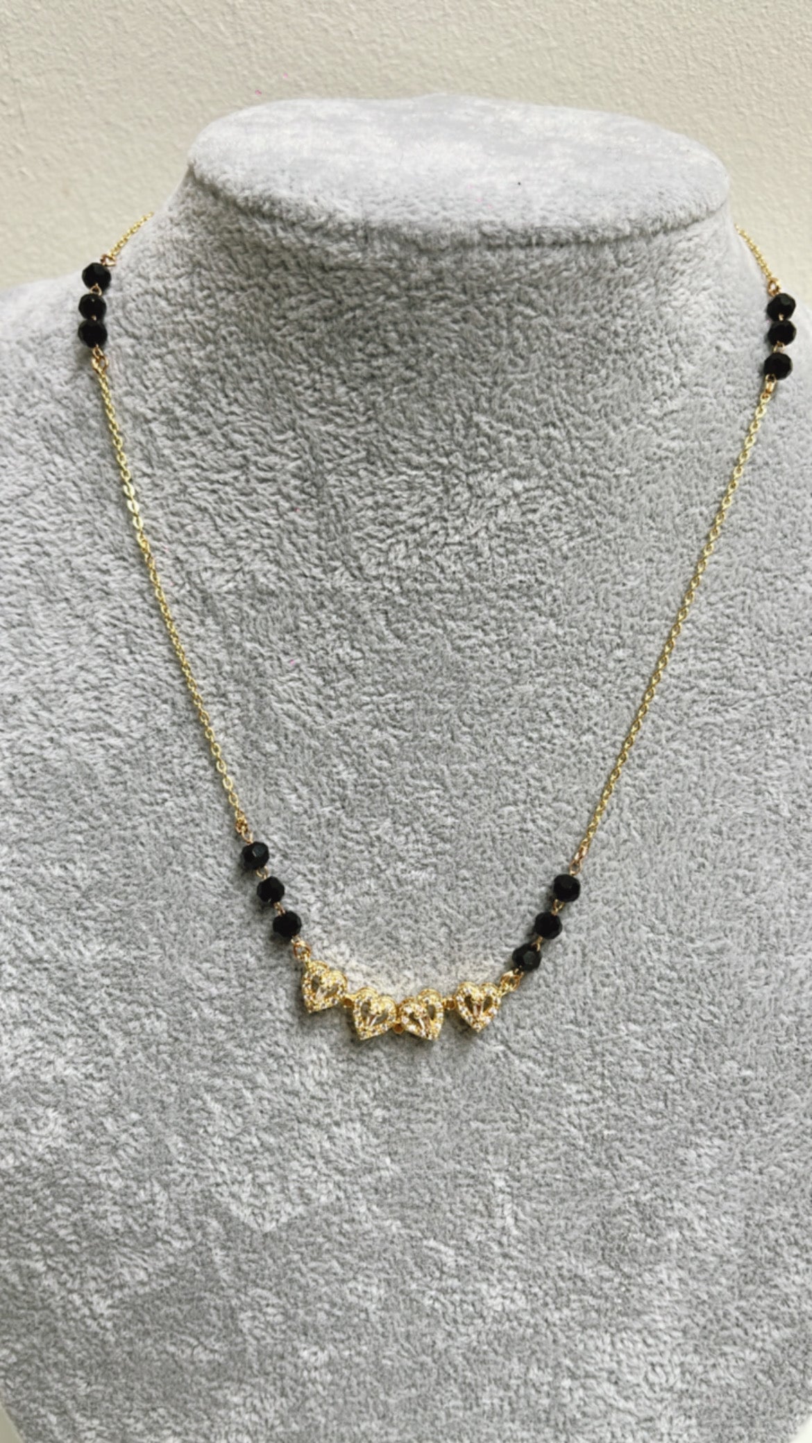 Viyah - Stunning Mangalsutra Fusion Black Crystal & Swarovski Clover Necklace - 18k gold vermeil