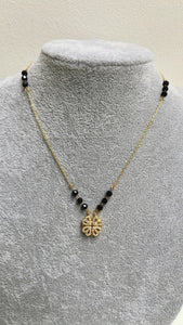 Viyah - Stunning Mangalsutra Fusion Black Crystal & Swarovski Clover Necklace - 18k gold vermeil