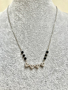 Viyah - Stunning Mangalsutra Fusion Black Crystal & Swarovski Clover Necklace - 18k white gold vermeil
