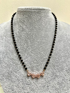 Roshni - Stunning Mangalsutra Fusion Black Crystal & Swarovski Clover Necklace - 18k rose gold vermeil