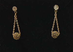 Ricky - Stunning 18k Gold Plated Black Crystal Ball Earring (Matches Mangalsutra)