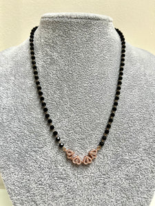 Roshni - Stunning Mangalsutra Fusion Black Crystal & Swarovski Clover Necklace - 18k rose gold vermeil
