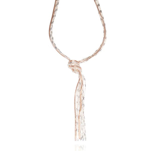 Farah - Long Statement 18k White & Rose Gold Vermeil Tassel Necklace