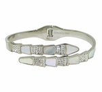 Load image into Gallery viewer, Shaheen - Designer 18k White Gold Plated Swarovski Crystal &amp; Mother Of Pearl Bangle
