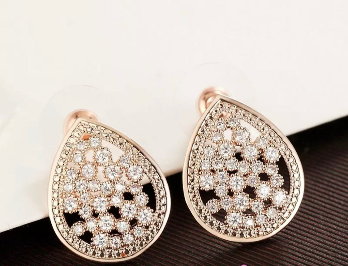 Shivani - 18k Gold Plated Sparkling Crystal Teardrop Earrings