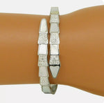 Load image into Gallery viewer, Shaheen - Designer 18k White Gold Plated Swarovski Crystal &amp; Mother Of Pearl Bangle
