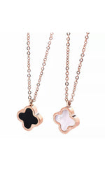 Load image into Gallery viewer, Asha - REVERSIBLE Black &amp; Mother of Pearl Clover Necklace
