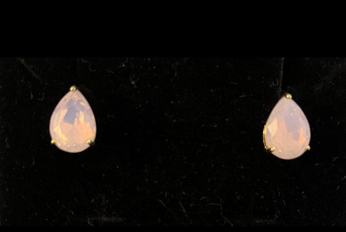 Karishma - Opal Pink Delicate Crystal Pear Drop Earrings