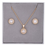 Load image into Gallery viewer, Geeta - 18k Gold Vermeil Sparkling Flawless Crystal Solitaire Set
