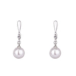 Load image into Gallery viewer, Sheena - Delicate Pearl and Crystal Earrings - 18k White Gold Vermeil
