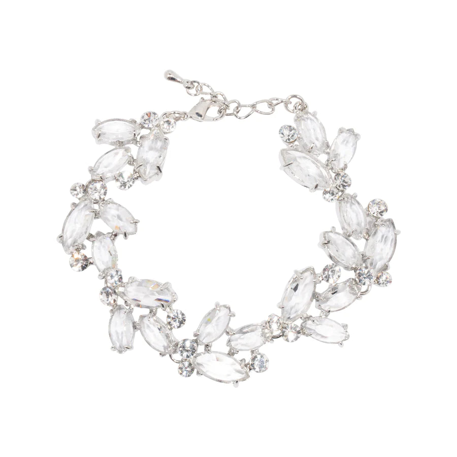 Nishtha - Sparkling Swarovski Statement Bracelet - 18k White Gold Vermeil