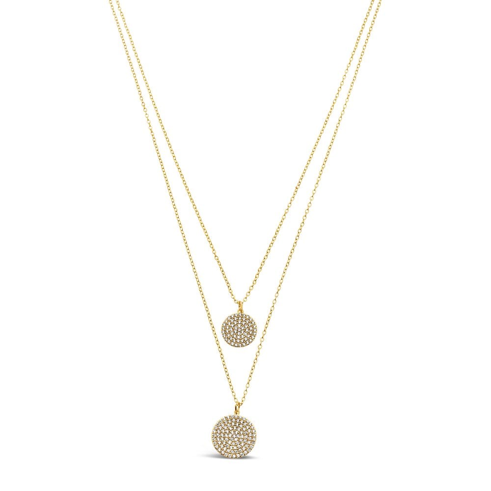 Mila - Dainty Gold Layered Necklace With Double Swarovski Crystal Disc Detail