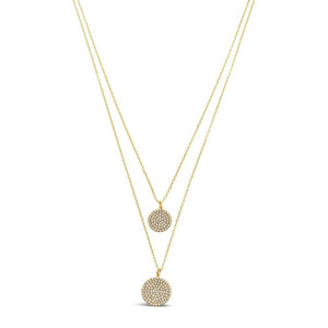 Mila - Dainty Gold Layered Necklace With Double Swarovski Crystal Disc Detail