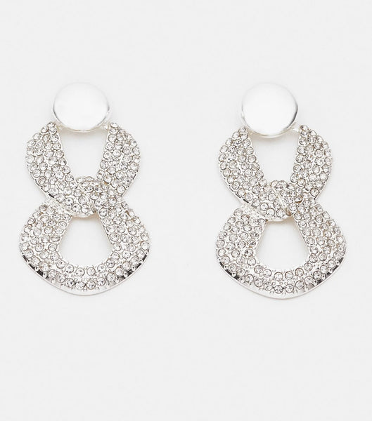 Hetal - Sparkling Crystal & Black Clover Earrings - 18k Gold