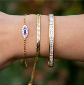 Mina - Gorgeous Swarovski Crystal Studded 18k Gold Plated Bangle
