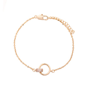 Nasira - Dainty Swarovski Circle Link Bracelet - 18k Gold Vermeil