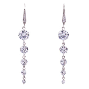 Gemma - Stunning 18k White Gold Vermeil & Crystal Chandelier Earrings