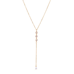 Maria - Sparkling Swarovski Crystal Long Lariat Necklace - 18k Gold Vermeil